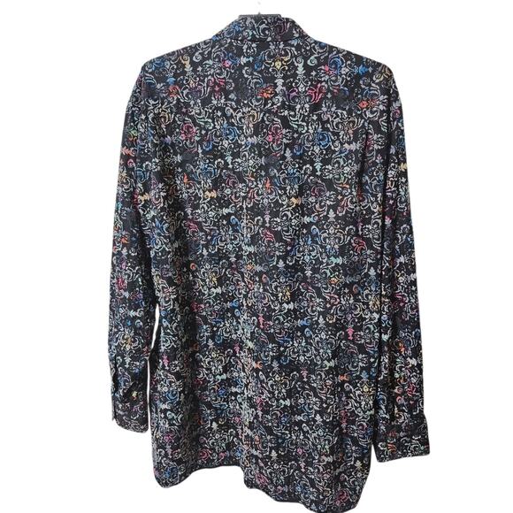 Luchiano Visconti Black 3XLT LS Dress Shirt Black Paisley Print Button Down - Picture 6 of 9